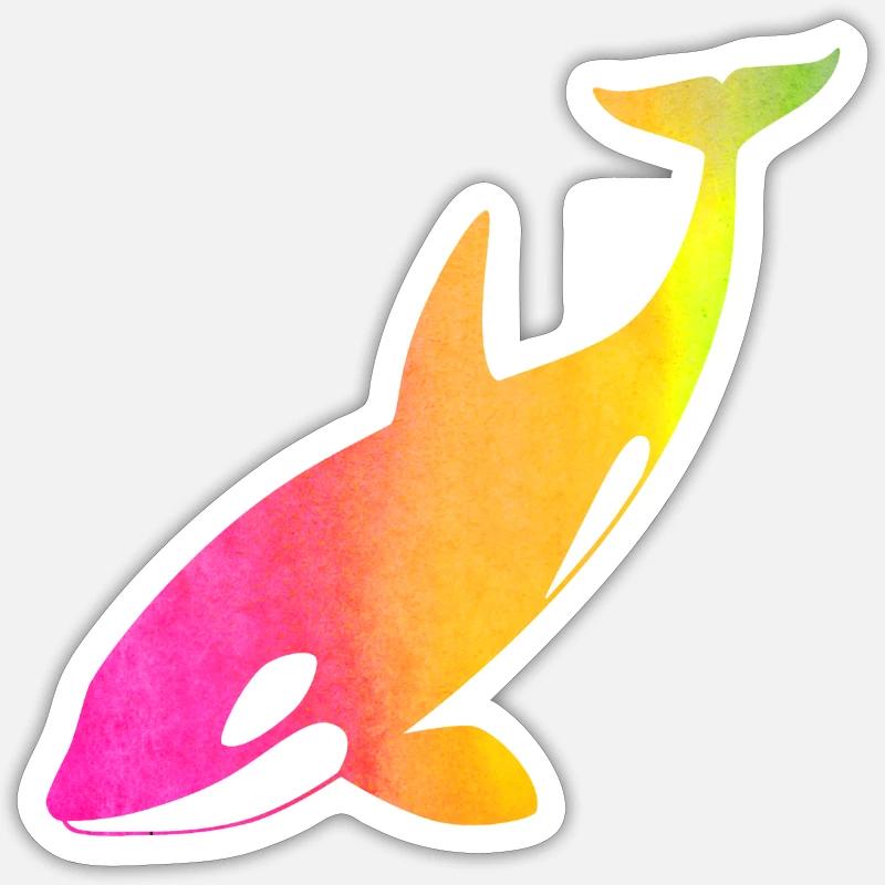 Orque arc-en-ciel - Sticker taille S (10 x 10 cm) - blanc mat