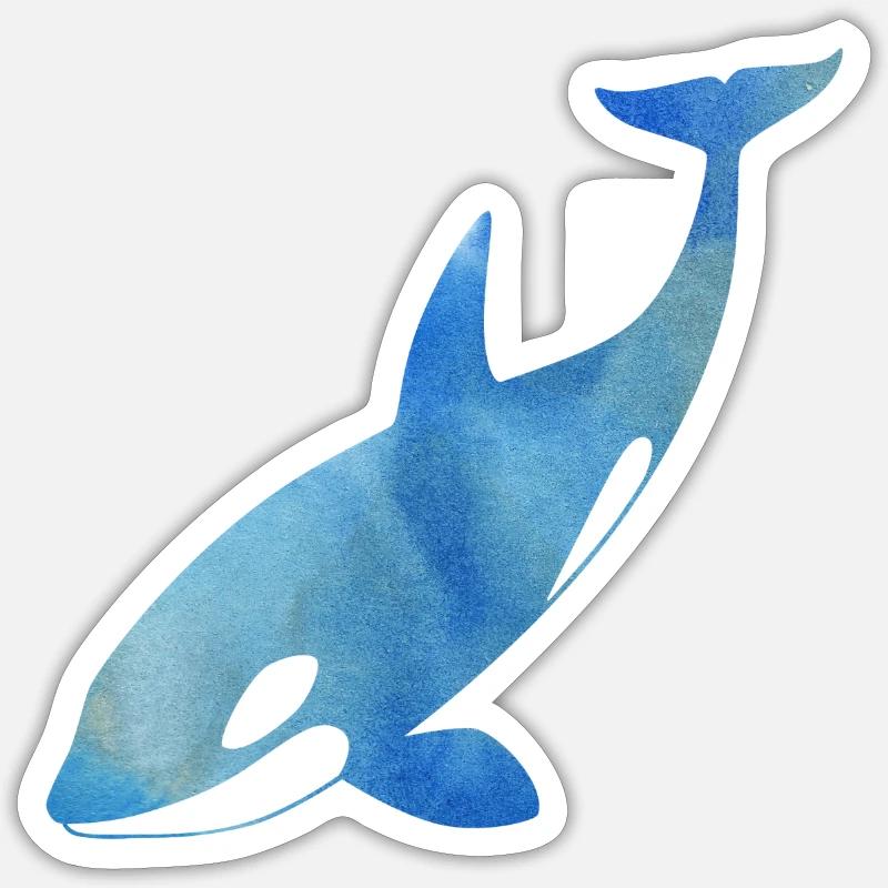 Orque bleue - Sticker taille S (10 x 10 cm) - blanc mat