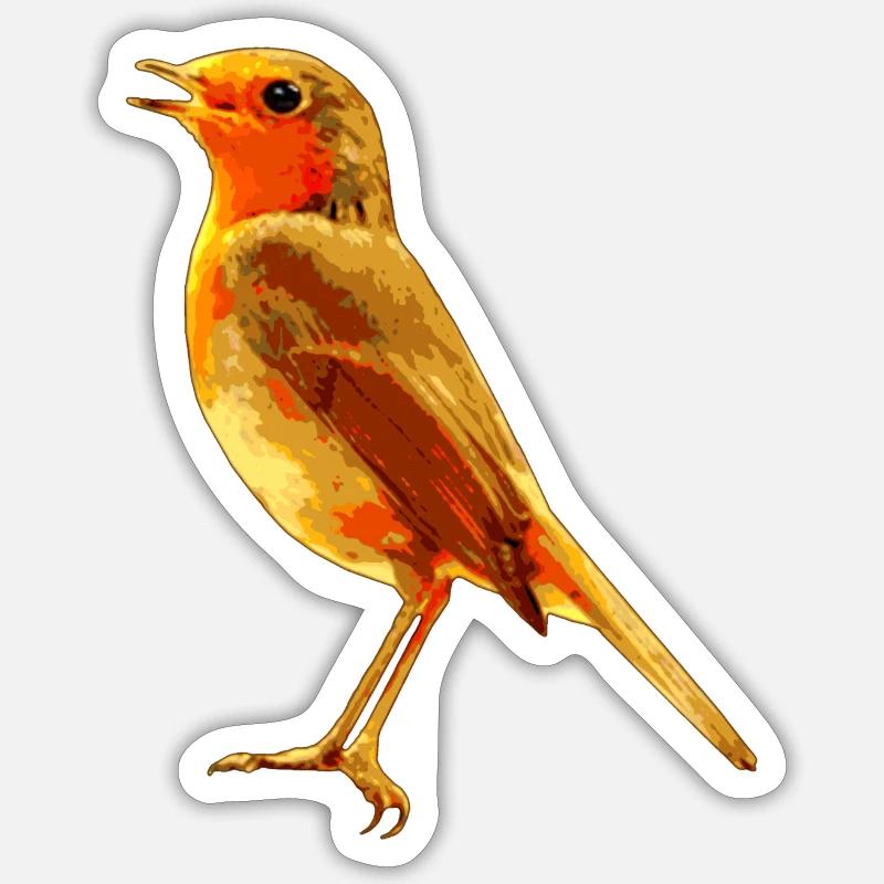 Robin singing - Sticker size S (10 x 10 cm) - white matte