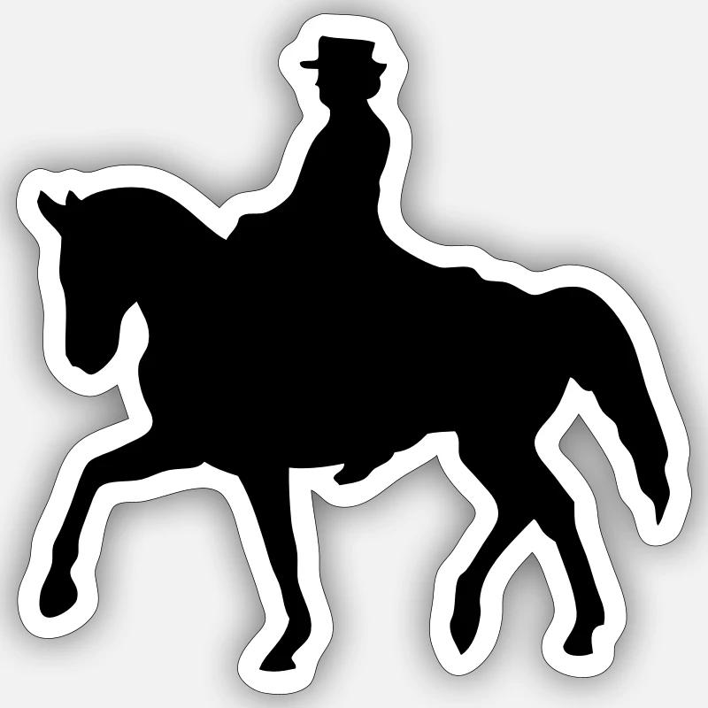 equitation cheval monte ombre - Sticker taille S (10 x 10 cm) - blanc mat