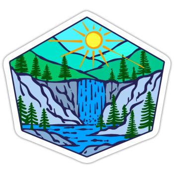 Natur Wasserfall Umwelt Bäume - Sticker Größe S (10 x 10 cm) - Mattweiß - Vorne