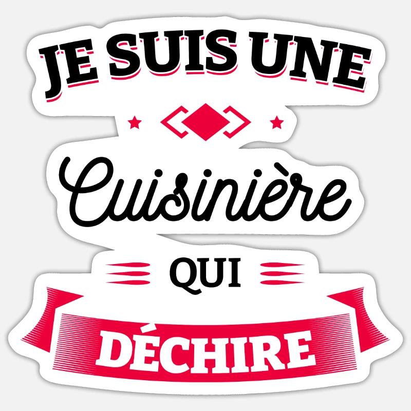 CUISINIÈRE QUI DÉCHIRE - Sticker taille S (10 x 10 cm) - blanc mat