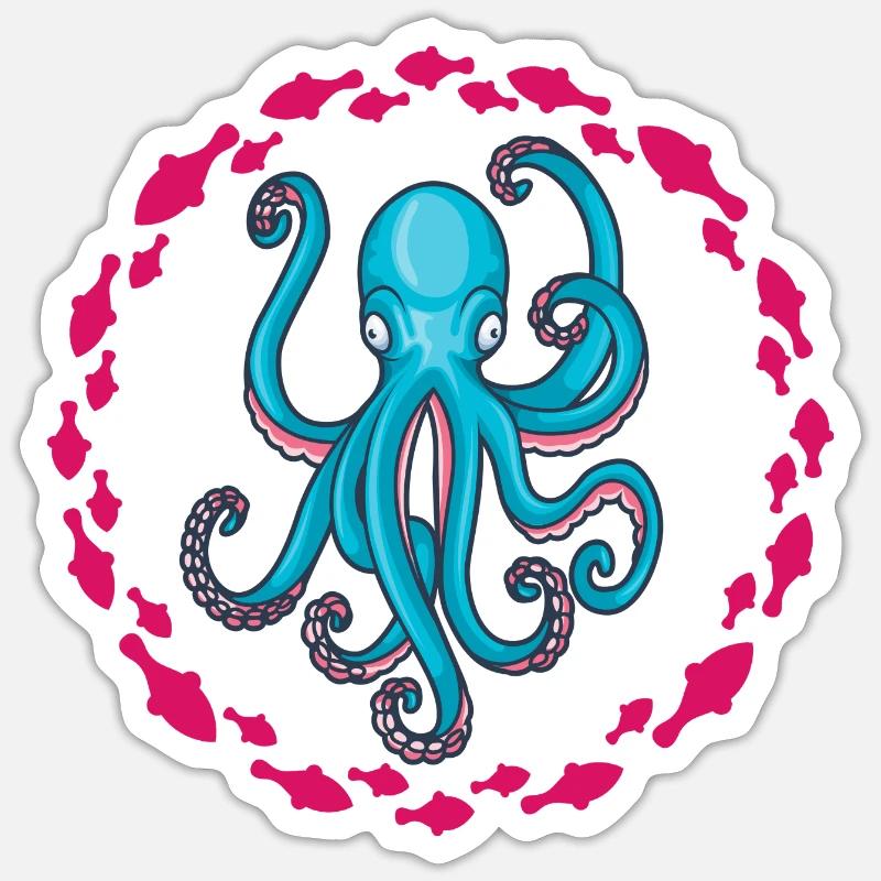 Blue octopus Sticker size S (10 x 10 cm)