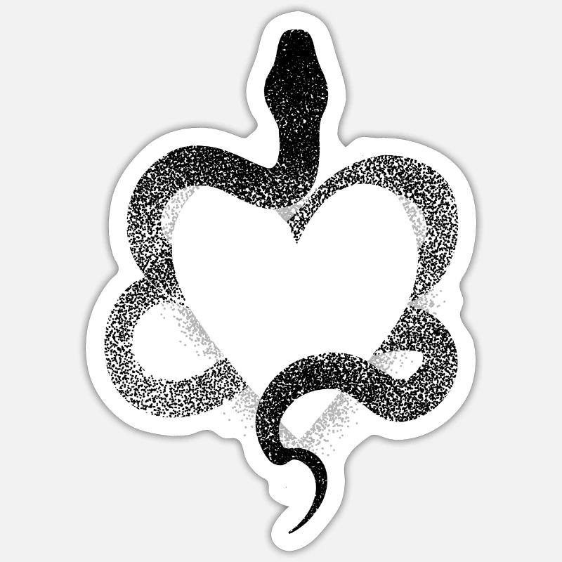 Snake dotwork heart - Sticker size S (10 x 10 cm) - white matte