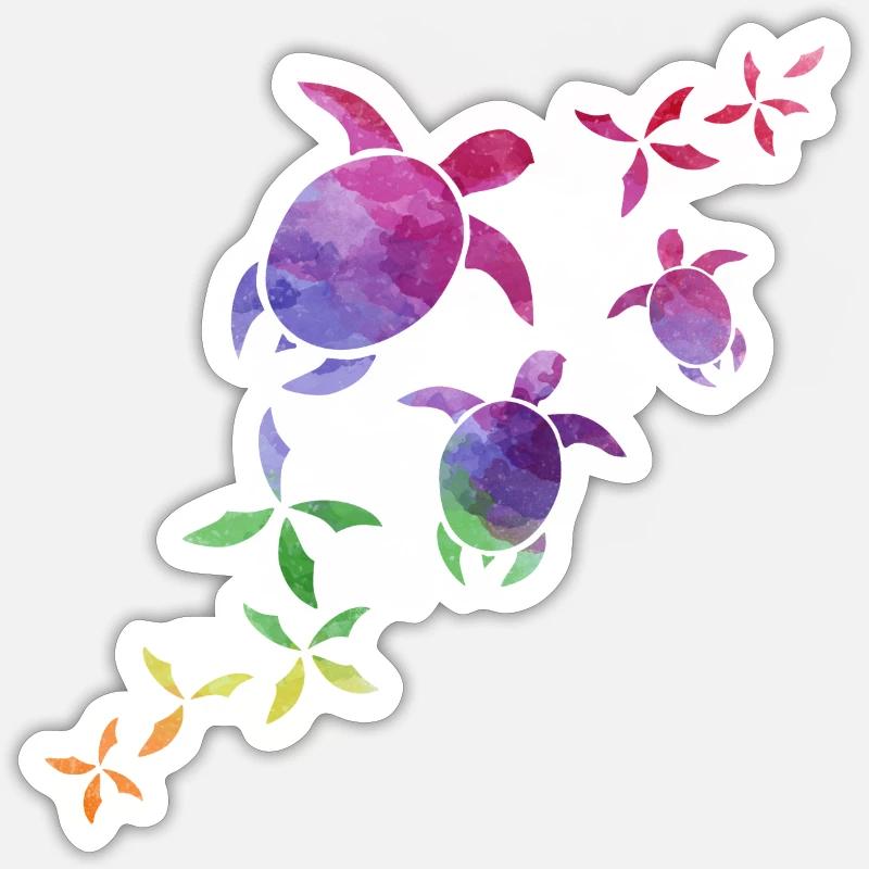 Schildkröten im Regenbogen - Sticker Größe S (10 x 10 cm) - Mattweiß