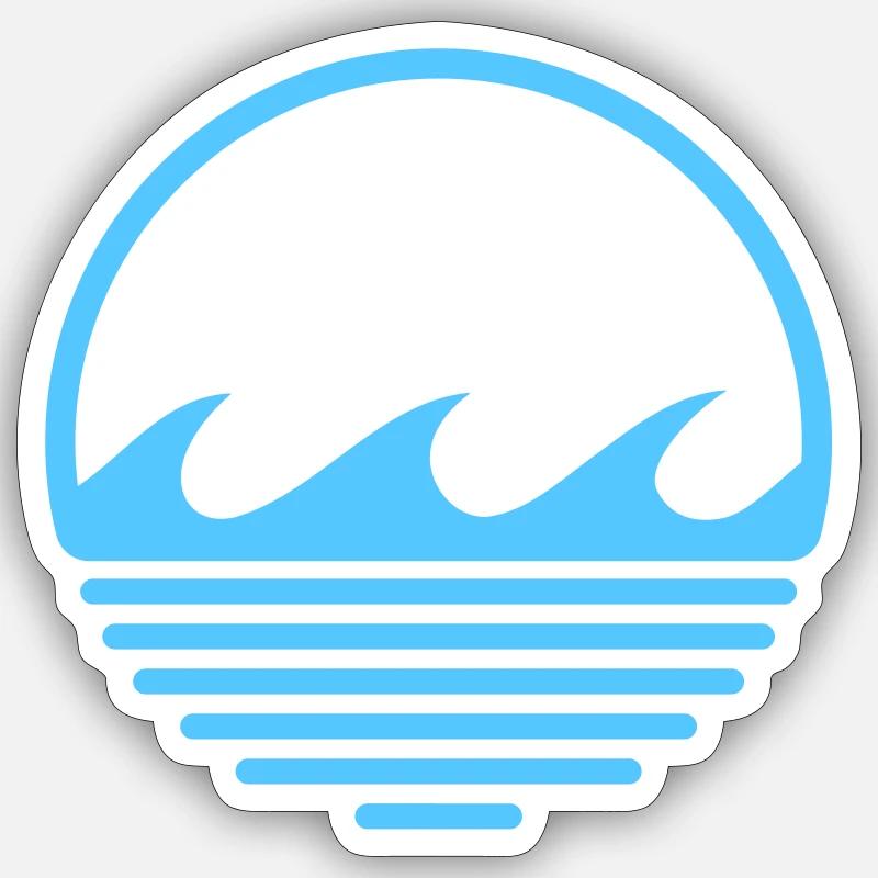Des vagues dans un cercle - Sticker taille S (10 x 10 cm) - blanc mat