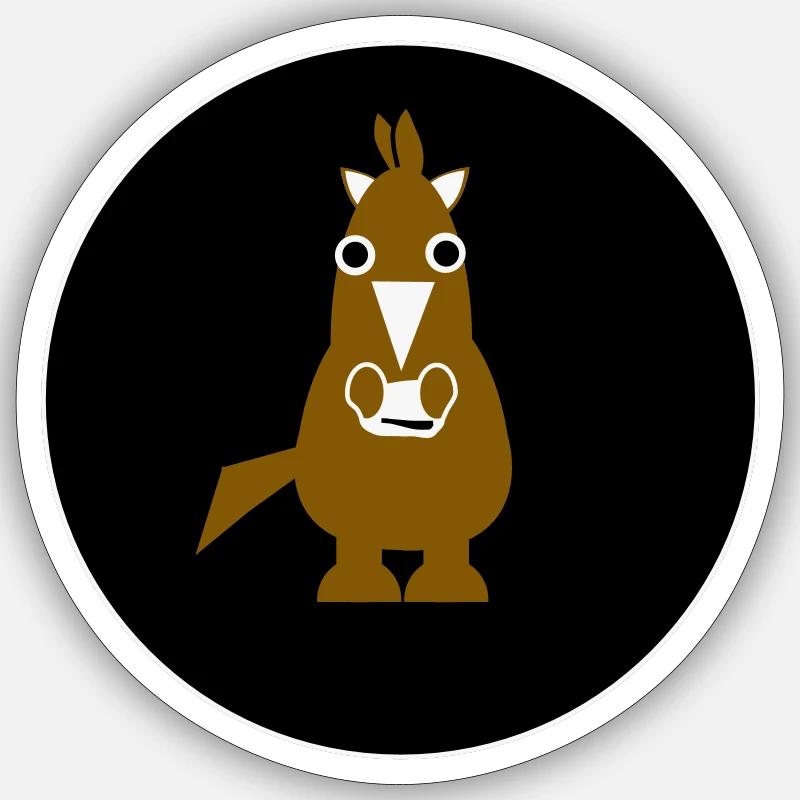 Pferd Ross Pony - Sticker Größe S (10 x 10 cm) - Mattweiß