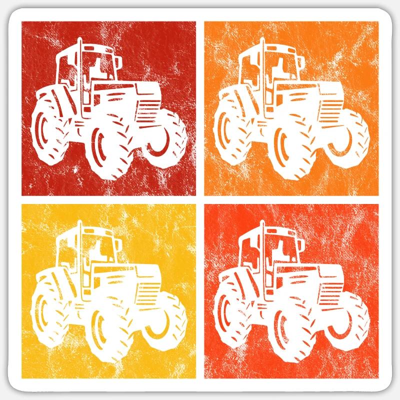 Tracteurs tracteurs rétro tracteurs - Sticker taille S (10 x 10 cm) - blanc mat
