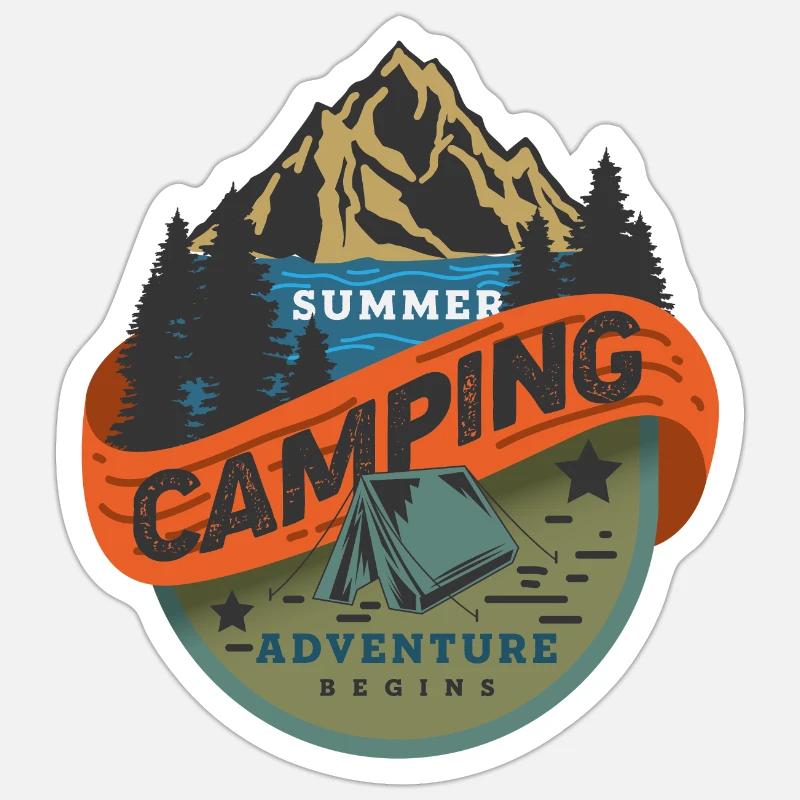 Sommer Camping Abenteuer beginnt Sticker Größe S (10 x 10 cm)