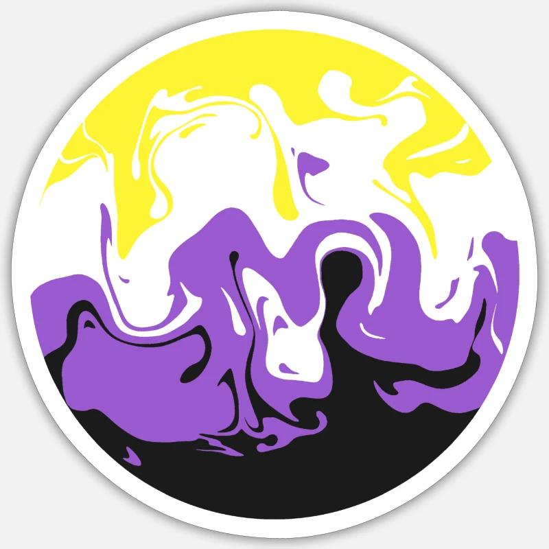 Non Binary Swirl - Sticker taille S (10 x 10 cm) - blanc mat