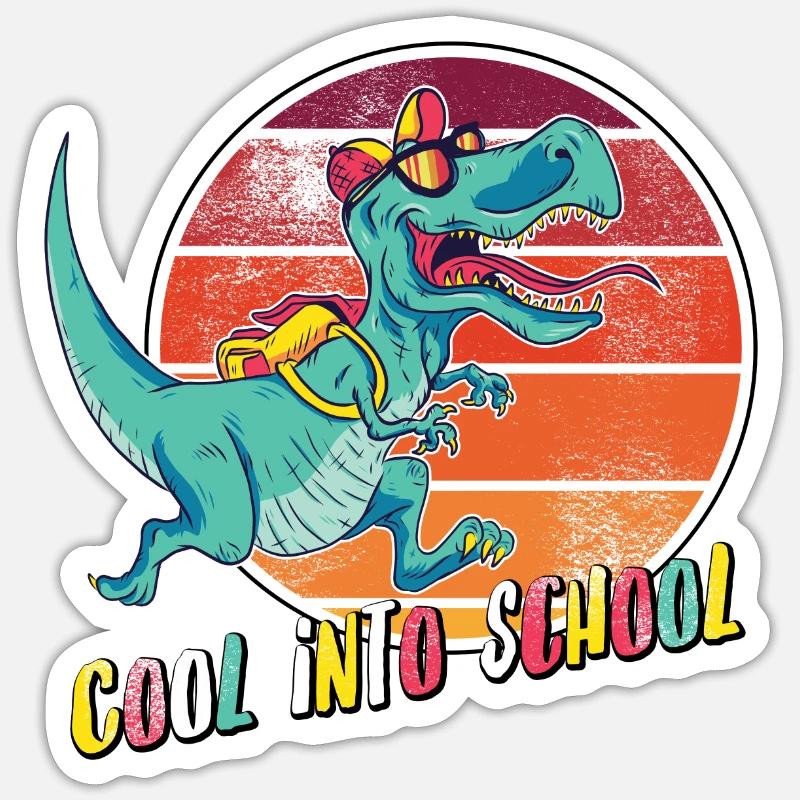 Cool into School T-Rex Einschulung Sonnenbrille - Sticker Größe S (10 x 10 cm) - Mattweiß
