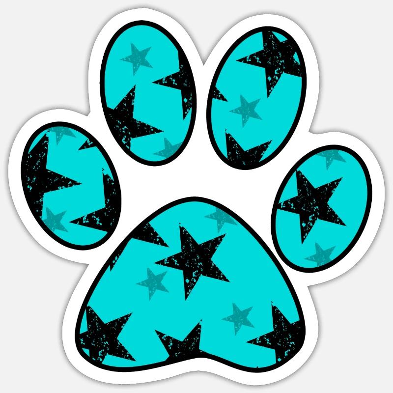 Pfote mit Sternmuster Sticker Größe S (10 x 10 cm)