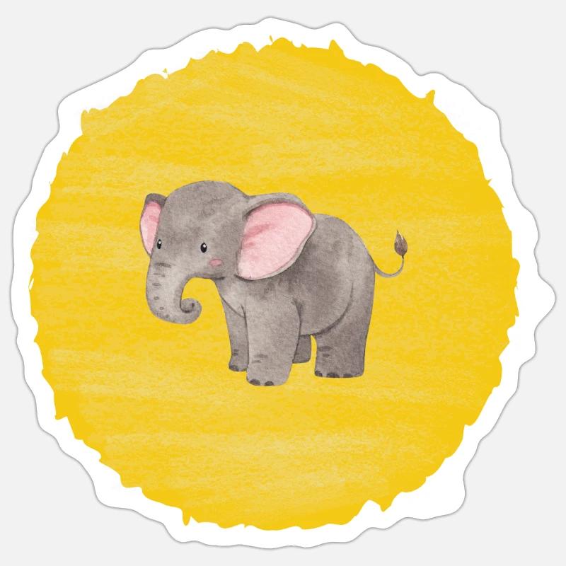Éléphant mignon - Sticker taille S (10 x 10 cm) - blanc mat