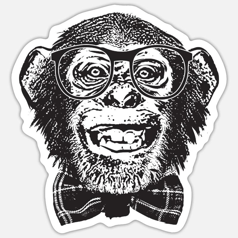 Monkey Nerd - Sticker size S (10 x 10 cm) - white matte