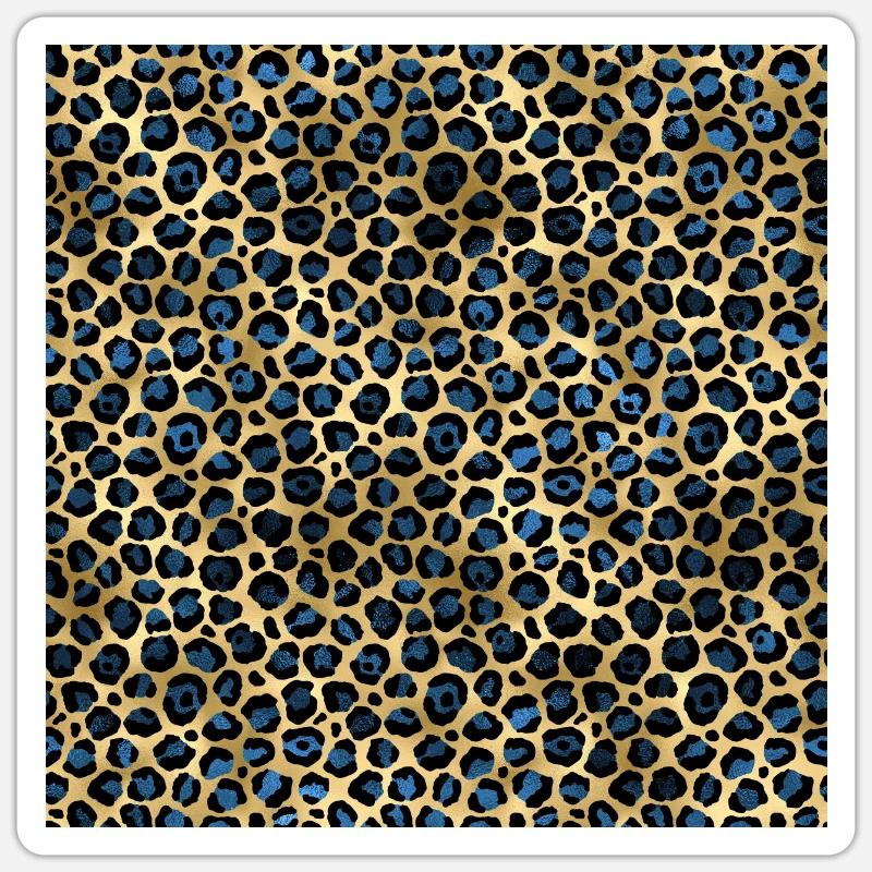 Navy Blue Gold Leopard Pattern Sticker size S (10 x 10 cm)