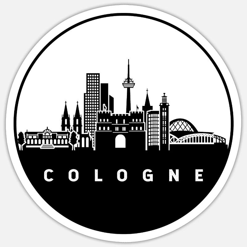 Cologne Germany Skyline - Sticker size S (10 x 10 cm) - white matte