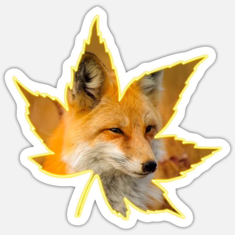 Fox leaf silhouette - Sticker size S (10 x 10 cm) - white matte