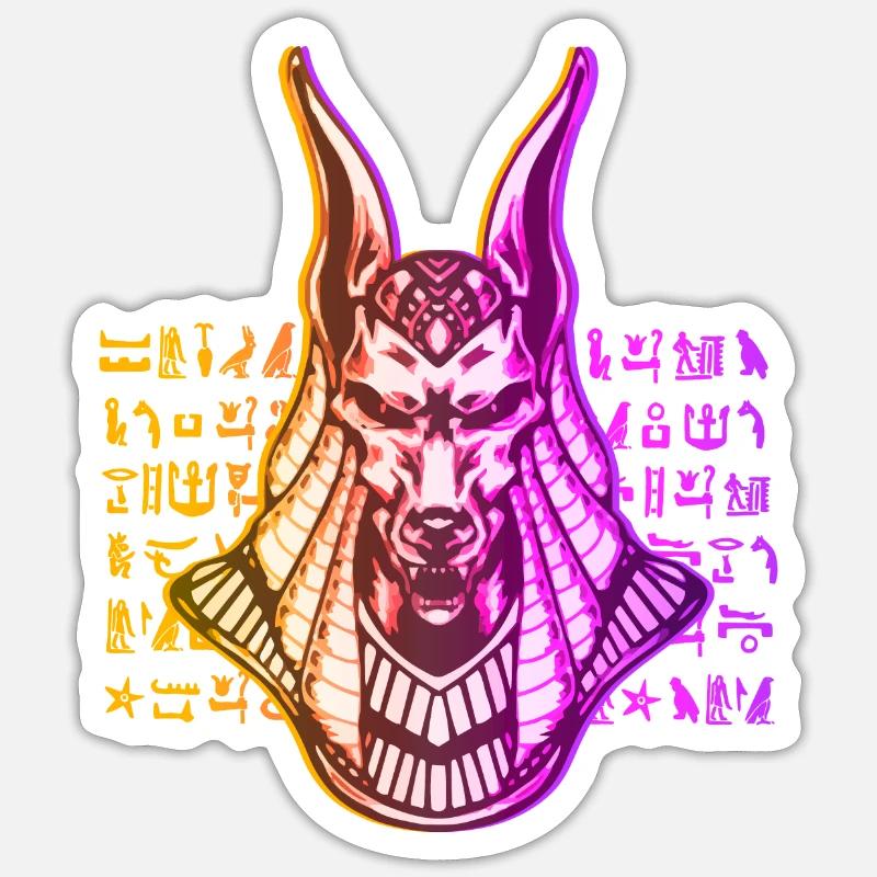 Anubis Dieu Egypte - Sticker taille S (10 x 10 cm) - blanc mat