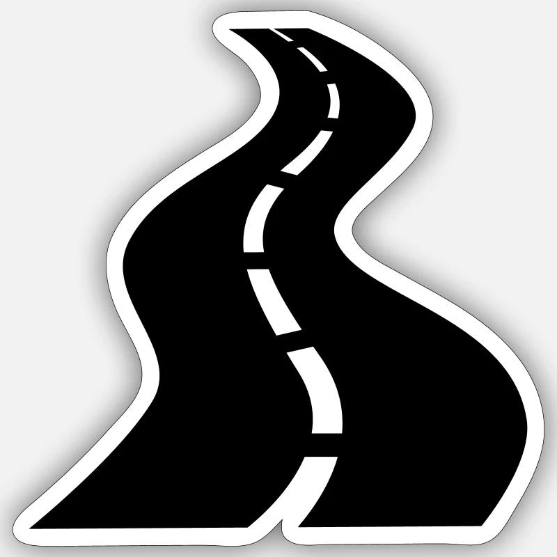 Straße mit Mittelstreifen - Sticker Größe S (10 x 10 cm) - Mattweiß