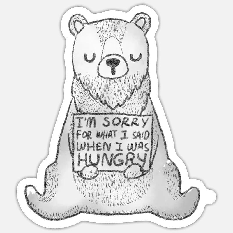 Hunger Bear Funny Sticker size S (10 x 10 cm)