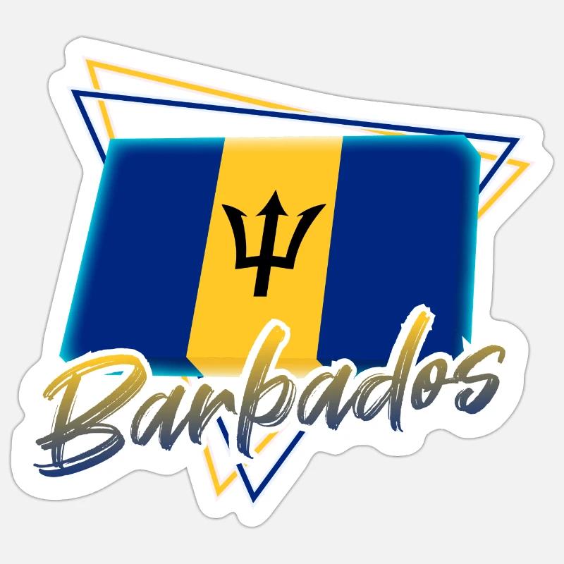 Barbade - Sticker taille S (10 x 10 cm) - blanc mat