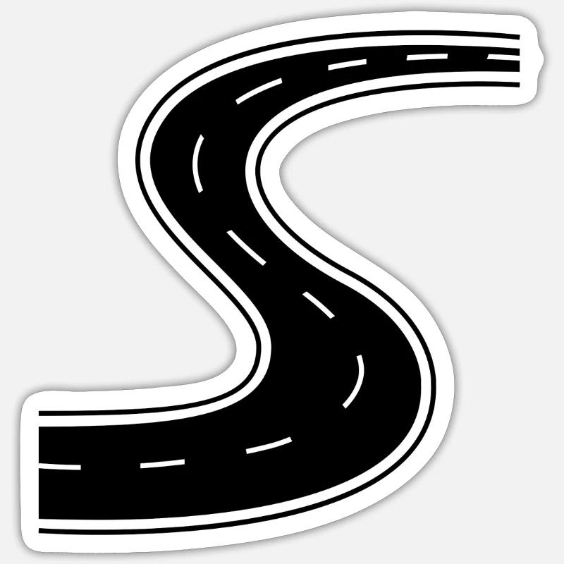 Route avec bande centrale - Sticker taille S (10 x 10 cm) - blanc mat