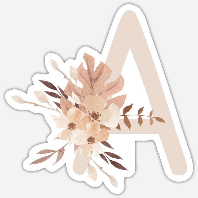 BOHO Art Buchstabe A - Sticker Größe S (10 x 10 cm) - Mattweiß