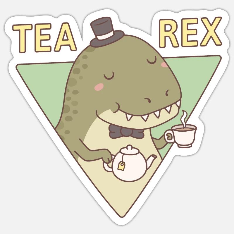 Cute Dinosaur Tea Rex - Sticker size S (10 x 10 cm) - white matte