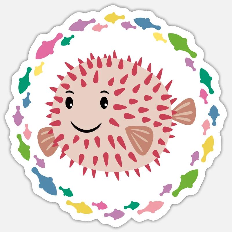 Small prickly puffer fish Sticker size S (10 x 10 cm)