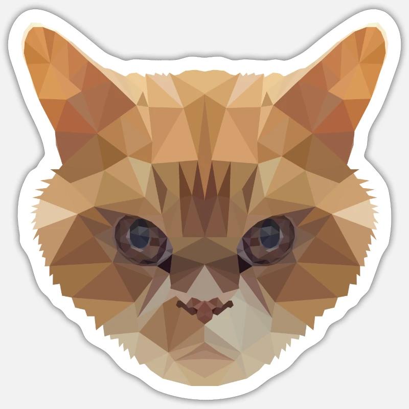 Polygon Design rote Britisch Kurzhaar Katze - Sticker Größe S (10 x 10 cm) - Mattweiß