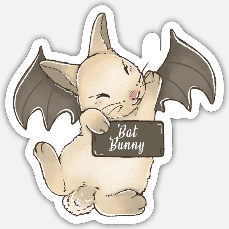Cute Bat Rabbit - Sticker size S (10 x 10 cm) - white matte