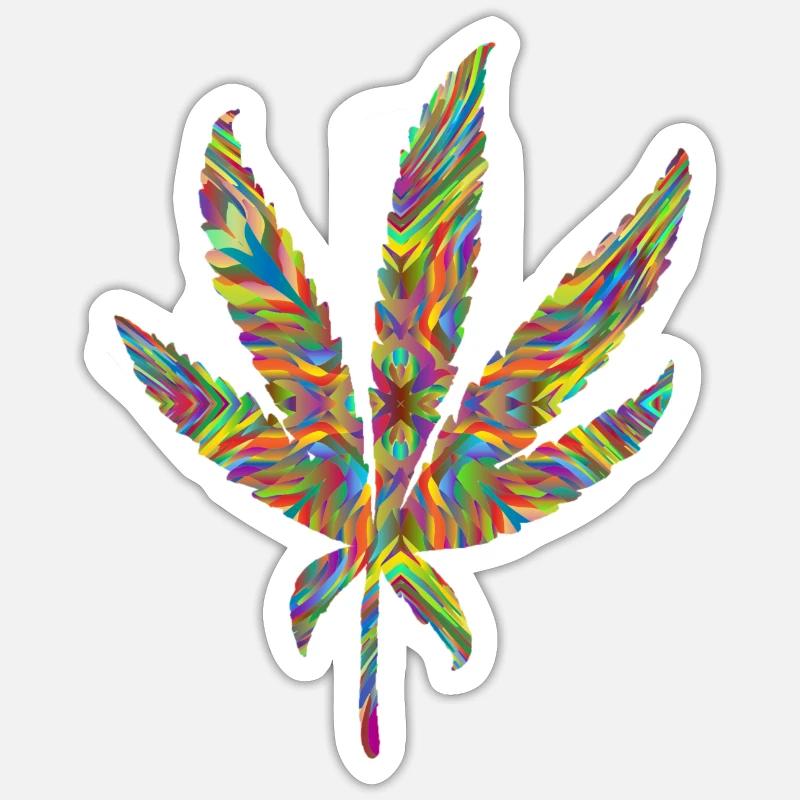 Hanfblatt psychedelisch 2 Sticker Größe S (10 x 10 cm)