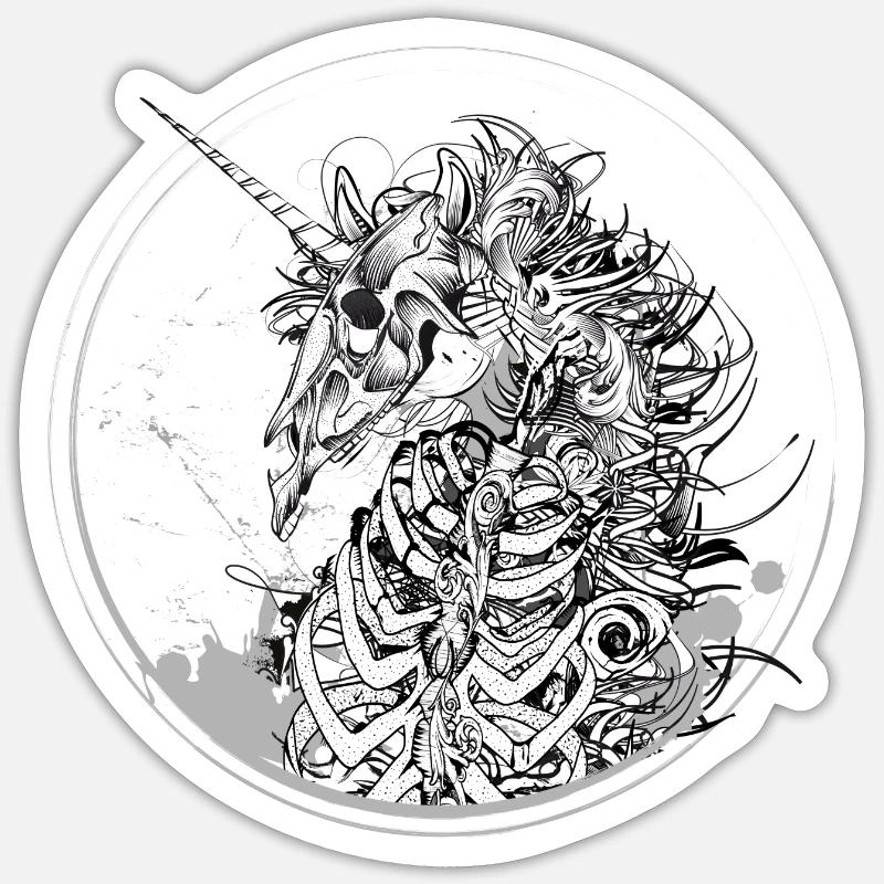 skeletonized unicorn extraordinary representation Sticker size S (10 x 10 cm)