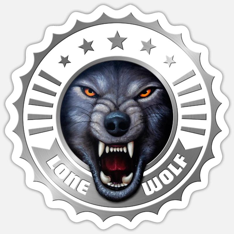 Wolf - Sticker taille S (10 x 10 cm) - blanc mat