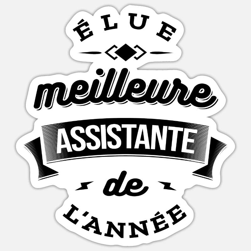 ELUE ASSISTANTE DE L'ANNEE - Sticker taille S (10 x 10 cm) - blanc mat