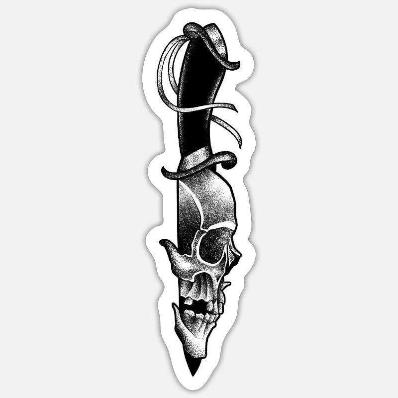Totenkopf im Dotwork-Stil - Sticker Größe S (10 x 10 cm) - Mattweiß