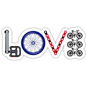 Liebe Fahrrad Rad - Sticker Größe S (10 x 10 cm) - Mattweiß - Vorne