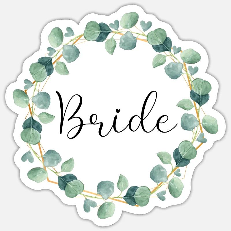 Eukalyptus Boho - Bride - 10 - Sticker Größe S (10 x 10 cm) - Mattweiß