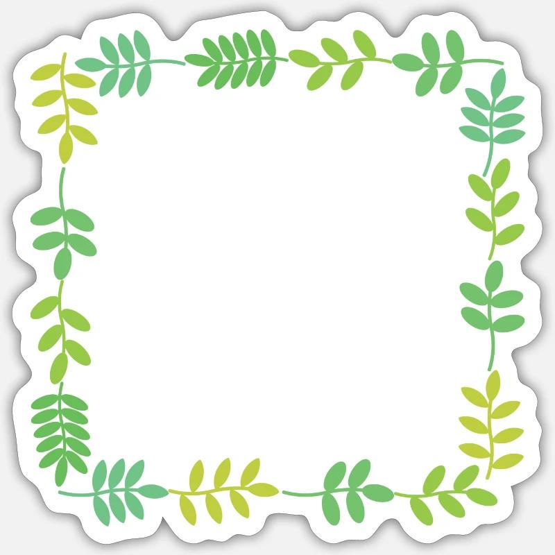 Rahmen mit Blättern Sticker Größe S (10 x 10 cm)