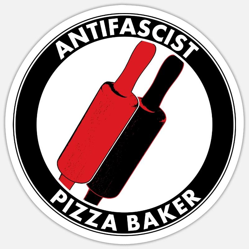 antifascist pizza baker - Sticker taille S (10 x 10 cm) - blanc mat