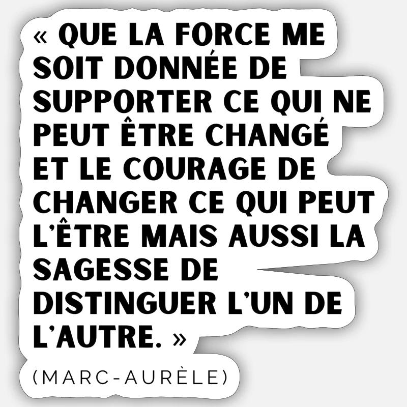 citation M Aurèle Que la force me soit donnée - Sticker taille S (10 x 10 cm) - blanc mat