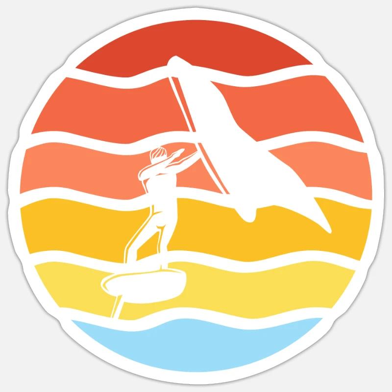 Surfer Dabbing Wingfoiler Wing Foiling Geschenk - Sticker Größe S (10 x 10 cm) - Mattweiß