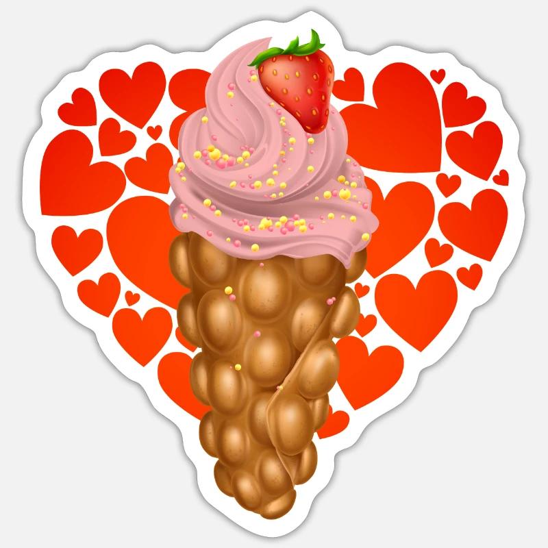 Bubblewaffel Eiscreme Sommer Lecker Sticker Größe S (10 x 10 cm)