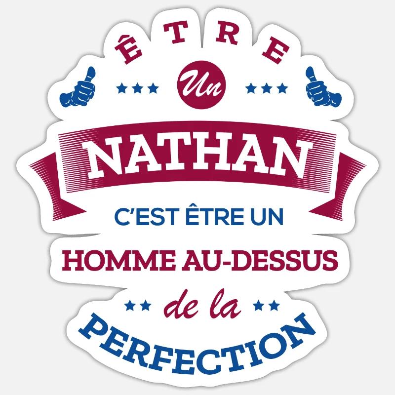 NATHAN PARFAIT - NOM NATHAN - Sticker taille S (10 x 10 cm) - blanc mat