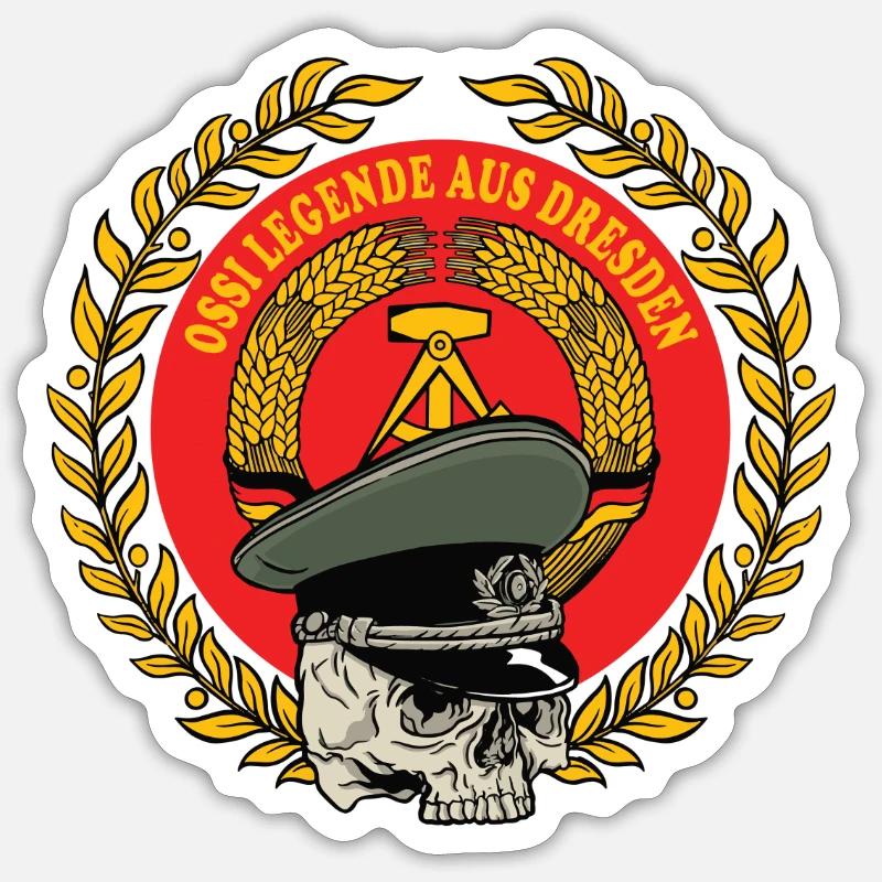 Légende Ossi du design de la RDA / DDR de Dresde - Sticker taille S (10 x 10 cm) - blanc mat