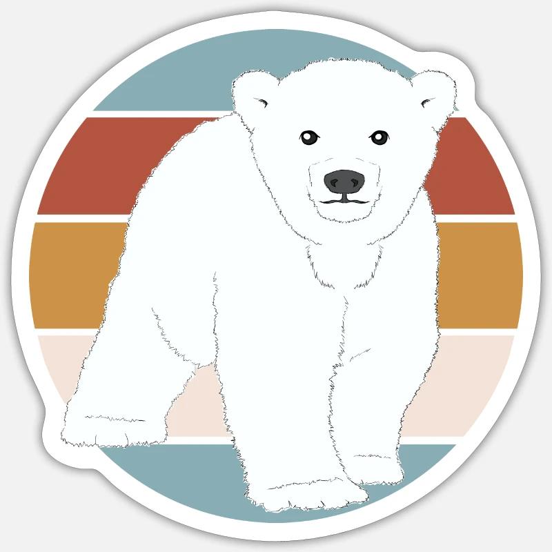 Retro Eisbär Sticker Größe S (10 x 10 cm)