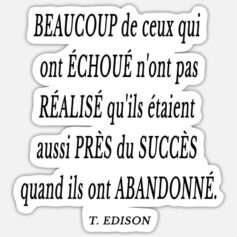 citation travail succès abandonné mindset - Sticker taille S (10 x 10 cm) - blanc mat