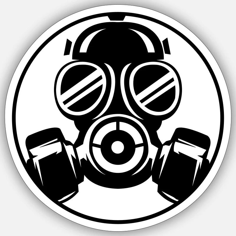 Masque à gaz 01 - Sticker taille S (10 x 10 cm) - blanc mat