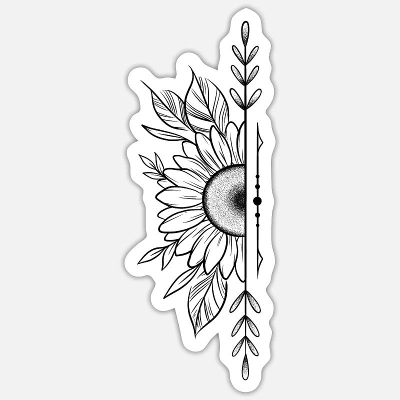 Fleur de tournesol dotwork Sticker taille S (10 x 10 cm)