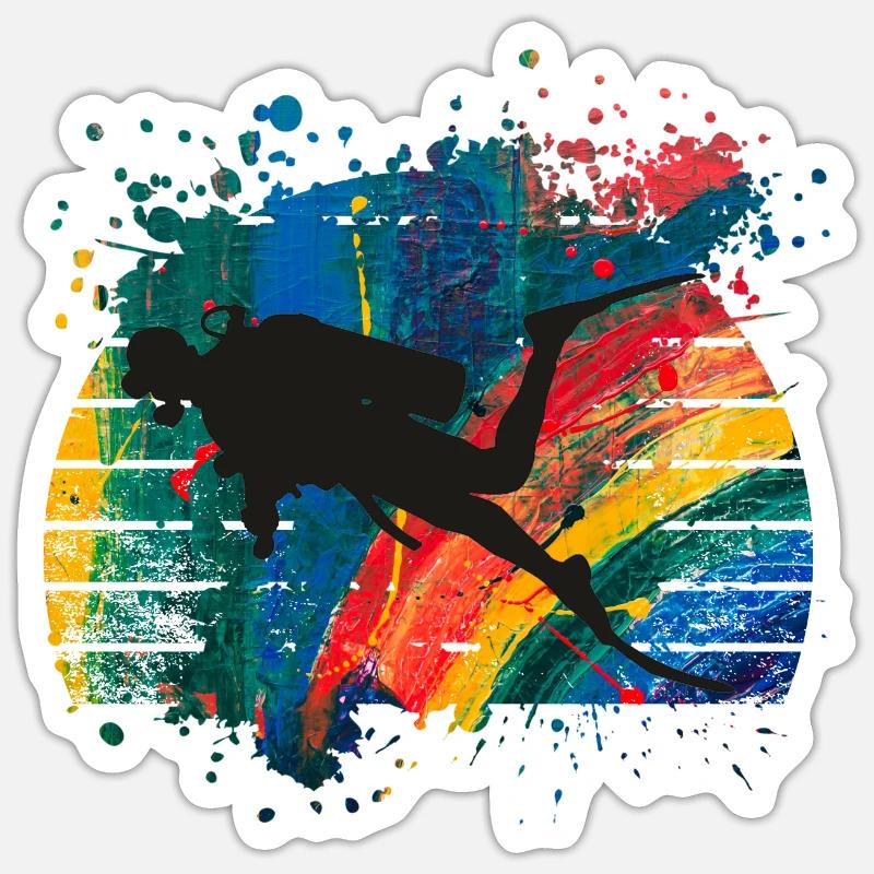 Diver - Sticker size S (10 x 10 cm) - white matte